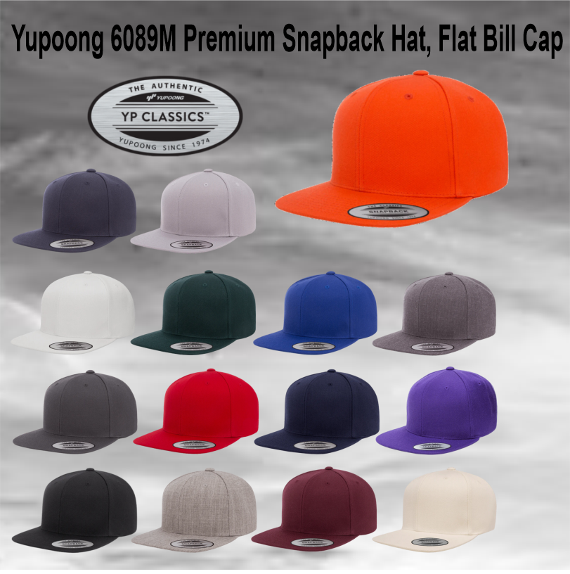 custom yupoong classics premium flat bill snapback cap 6089M