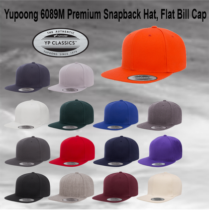 custom yupoong classics premium flat bill snapback cap 6089M